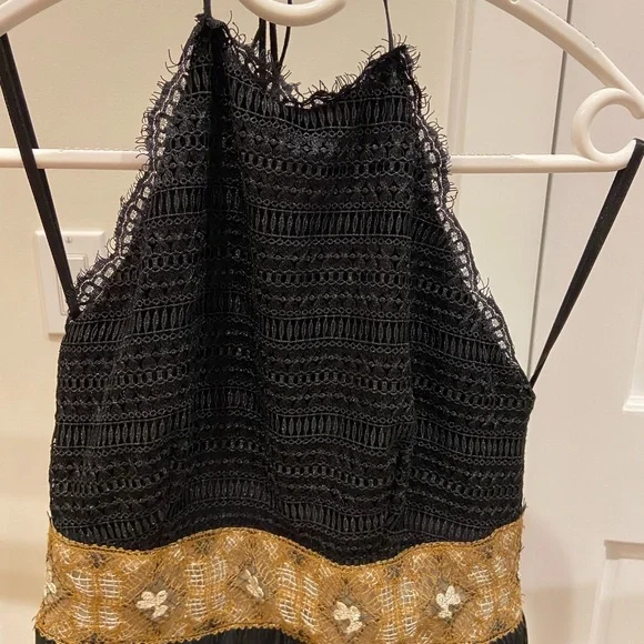 White House Black Market maxi halter dress , open half back eyelet dress. - Picture 6 of 9